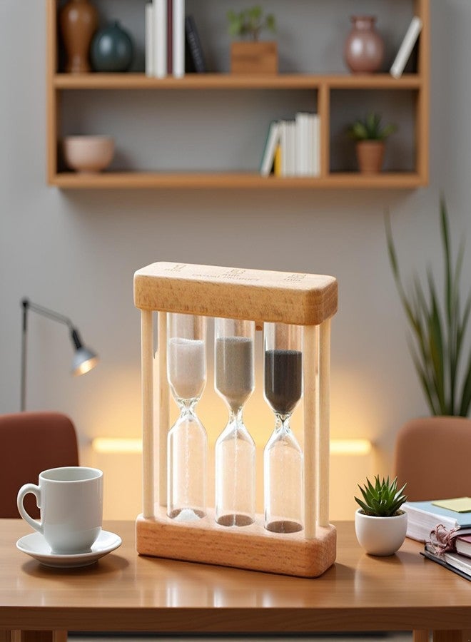 Bwexxt Brown Creative 1/3/5 Minute Wooden Sand Glass Hourglass Timer Clock Home Decor Kitchen Tools Gift for Simple Style for Home, Desk, Office Decorative - Image 4